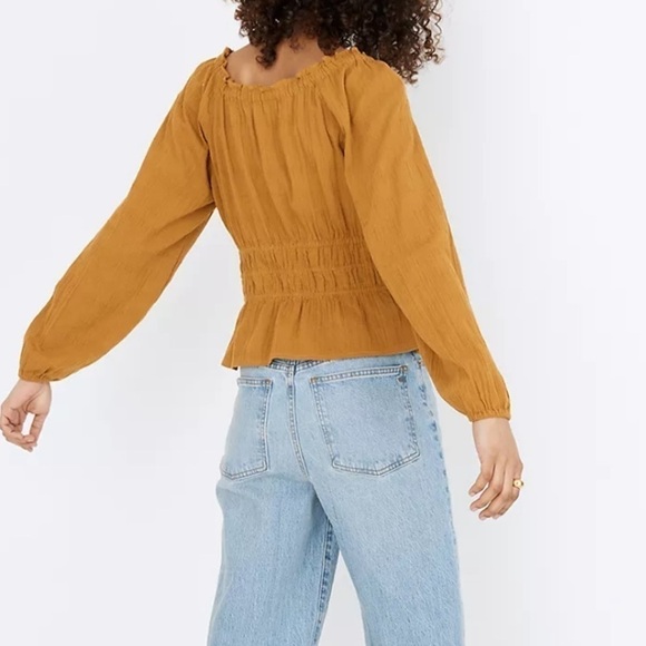 Madewell Sophia Top Textured Plaid XS Mustard Yellow U - Picture 3 of 9
